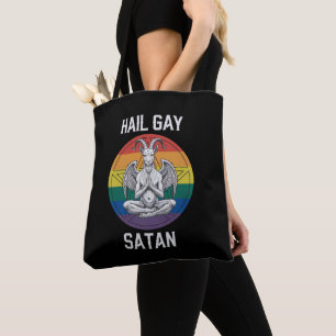 Bolsa Tote Salve Satanás Gay Cabra Gótico Engraçado LGBTQ