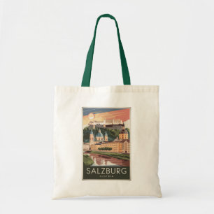 Bolsa Tote Salzburg Austria Illustration Viagem Art Vintage