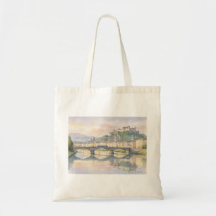Bolsa Tote Salzburgo Áustria Ponte do Castelo Rio Esboço