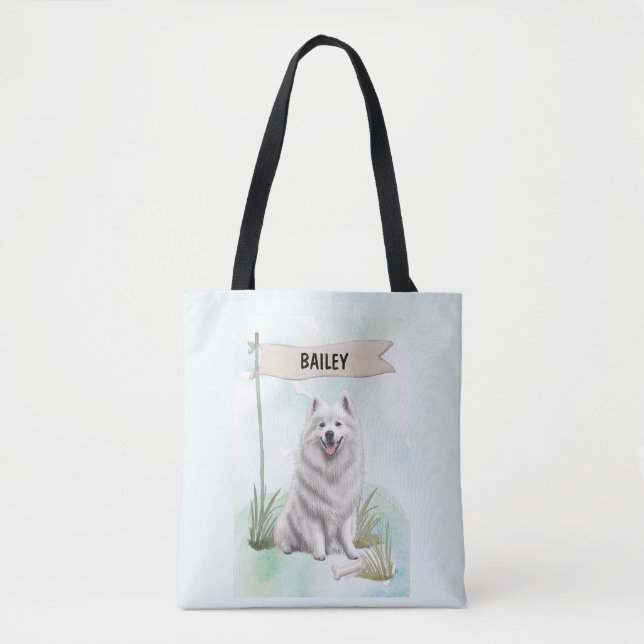 Bolsa Tote Samoyed Watercolor Personalized Dog (Frente)