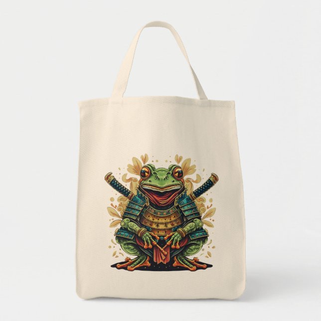 Bolsa Tote Samurai frog warrior Grocery Tote (Frente)