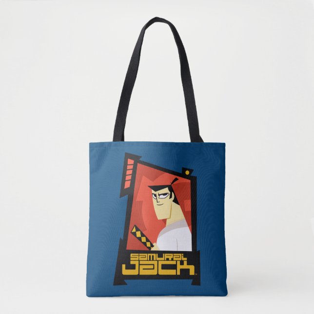 Bolsa Tote Samurai Jack Sorria Gráfico de Quadro Futurístico (Frente)