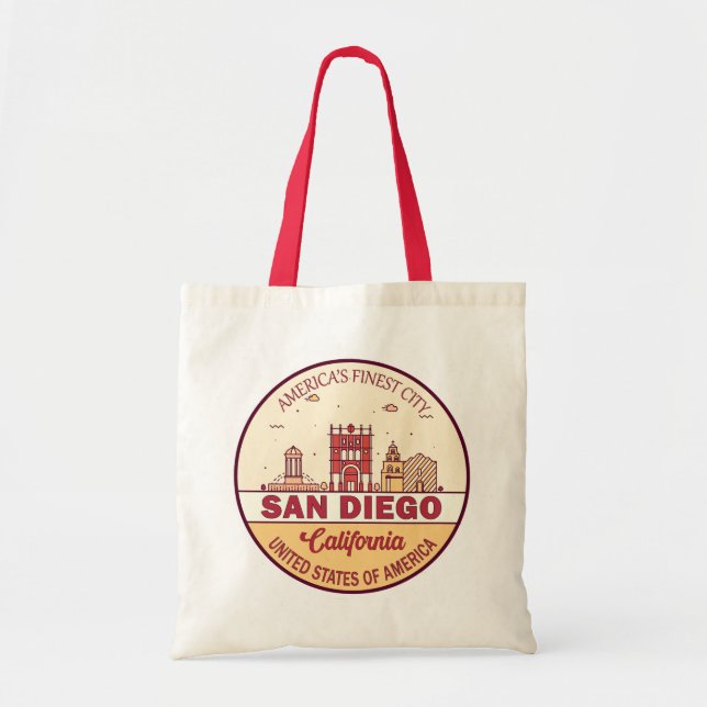 Bolsa Tote San Diego California City Skyline Emblem (Frente)