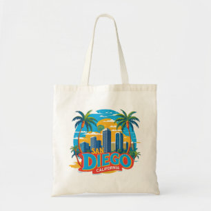 Bolsa Tote San Diego California Skyline-Modern Cityscape Art