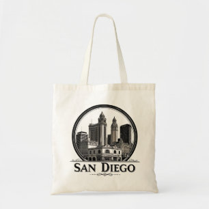Bolsa Tote San Diego California Skyline-Modern Cityscape Art