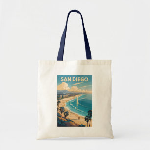Bolsa Tote San Diego California Skyline Viagem Art Vintage