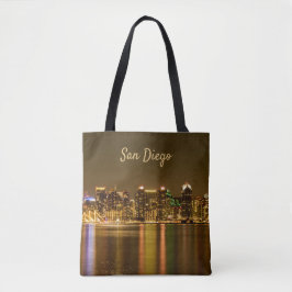 Bolsa Tote San Diego Skyline Night California Souvenir