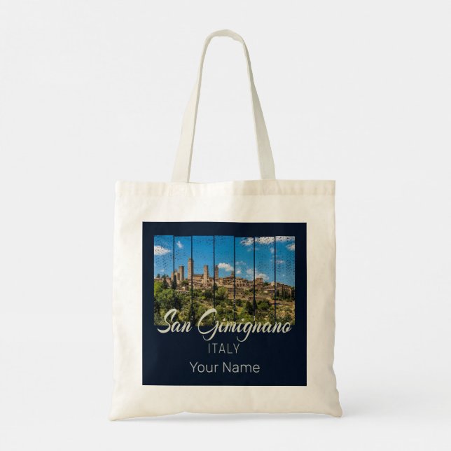 Bolsa Tote San Gimignano Toscana Itália Vinatge Panorâmica Vi (Verso)