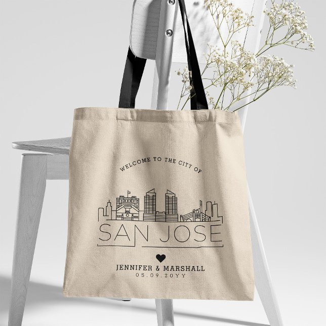 Bolsa Tote San Jose, Casamento na Califórnia | Linha Skyline  (Criador carregado)