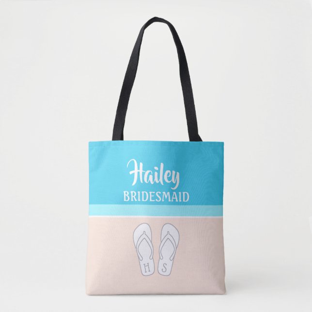 Bolsa Tote Sandals no Casamento de Bridesmaid com Monogramas  (Frente)