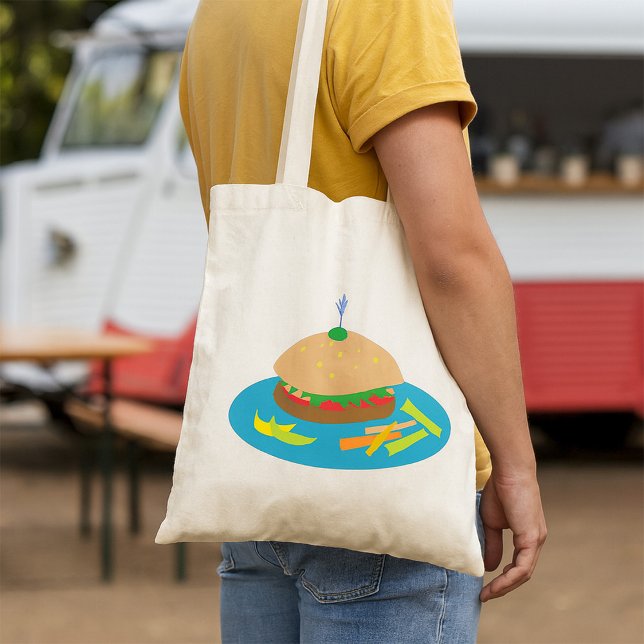 Bolsa Tote Sanduíche com Veggie Side Comida Divertida (Criador carregado)