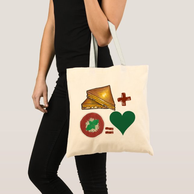 Bolsa Tote Sanduíche de Queijo grelhado + Sopa de Tomate = Co (Frente (produto))
