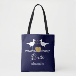 Bolsa Tote Sanduíches de casamento de ouro branco azul-marinh