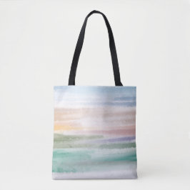 Bolsa Tote Sandy Beach Ocean Waves Sunset Abstrato Watercolor