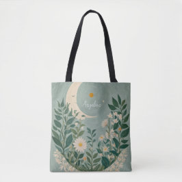 Bolsa Tote Sangue Lua: Pastel Floral e Lua Crescente