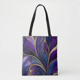 Bolsa Tote Sangue majestoso - Abstrato azul e roxo profundo