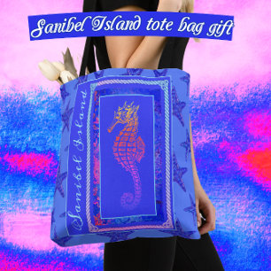 Bolsa Tote Sanibel Island, Florida Seacavalo e Starfish