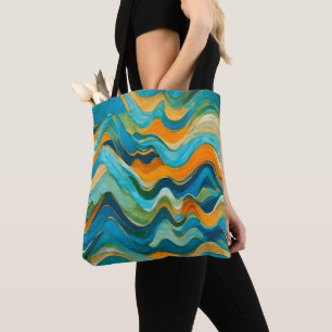 Bolsa Tote "Sanlúcar" Blue Orange Waves
