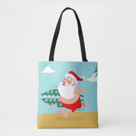 Bolsa Tote Santa at beach cartoon