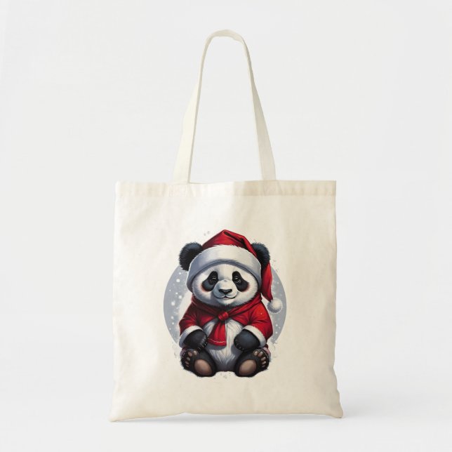 Bolsa Tote Santa Claus Baby Panda | Natal (Frente)