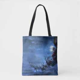 Bolsa Tote Santa Claus cavalga o dorso