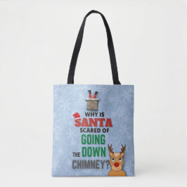 Bolsa Tote Santa Claus chimney flocos de neve engraçados azul