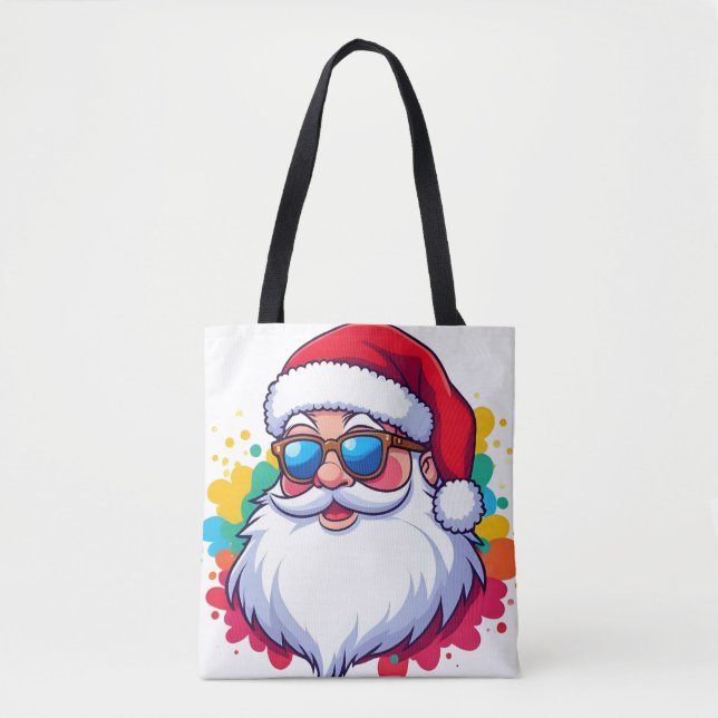 Bolsa Tote Santa Claus Face With Paint Splatter Christmas (Frente)