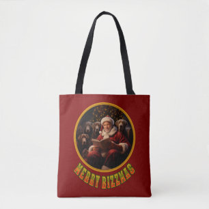 Bolsa Tote Santa Claus Feliz Rizzmas com labrador
