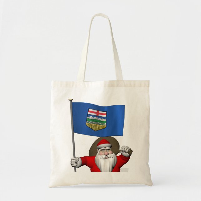 Bolsa Tote Santa Claus With Flag Of Alberta CDN (Frente)