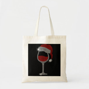 Bolsa Tote Santa Hat Wine Bling Natal Rhinestone Bling