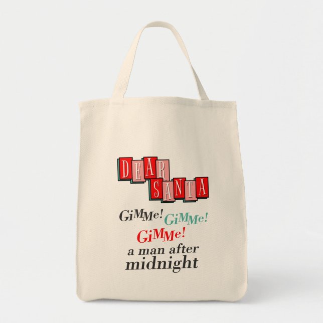 Bolsa Tote Santa Xmas Letter Retro Gimme A Man After Midnight (Frente)