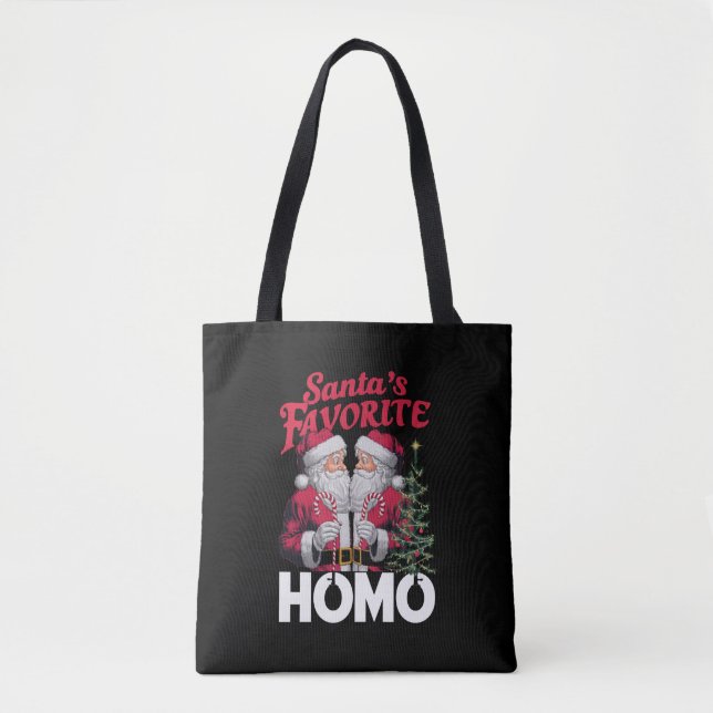 Bolsa Tote Santas Favoritas Homo Gay Natal do Orgulho LGBTQ (Frente)