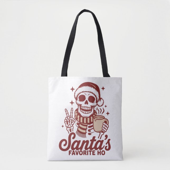 Bolsa Tote Santa's Favorite Ho Skeleton Snarky Christmas  (Frente)