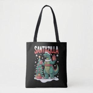 Bolsa Tote Santazilla Monstro Japonês Kaiju Natal Dinossauro