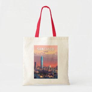 Bolsa Tote Santiago Chile Illustração Viagem Art Vintage