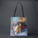 Bolsa Tote Santo Bernard Christmas Fesason Season<br><div class="desc">Prepare-se para celebrar o feriado com o nosso charmoso Design cênico de Natal do Cão! Este delicioso produto apresenta adoráveis companheiros caninos rodando em meio a uma terra maravilhosa do inverno, adornada com luzes cintilantes, holly, e ornamentos festivos. Seu coração derreterá enquanto você testemunha cachorros vestidos com chapéus de Papai...</div>