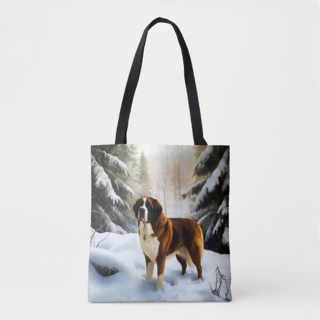 Bolsa Tote Santo Bernard Deixe-O Neve Natal (Frente)