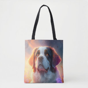 Bolsa Tote Santo Bernard Dog Animal Retrato Pintura Pet Art
