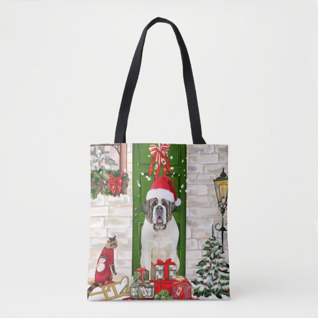 Bolsa Tote Santo Bernard Dog Natal (Frente)
