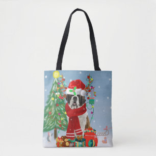 Bolsa Tote Santo Bernard Dog no Natal da Neve