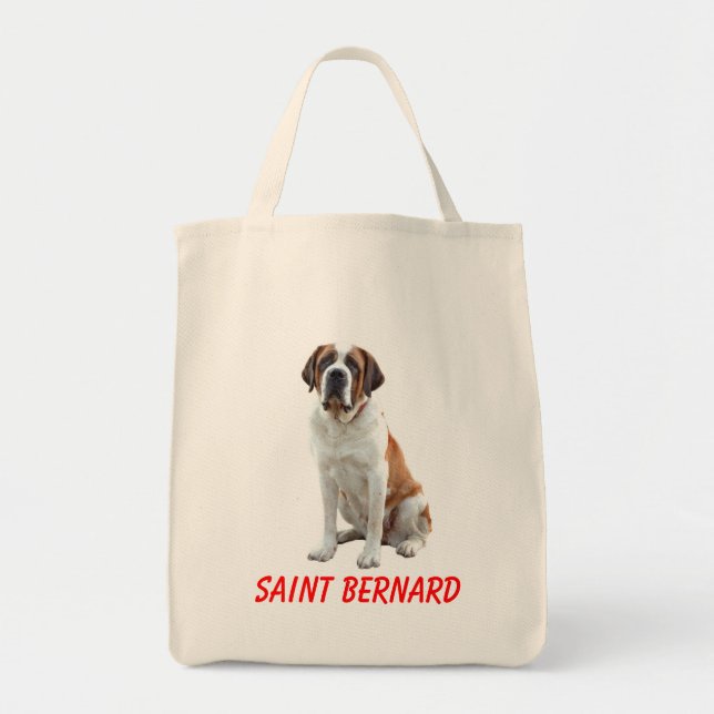 Bolsa Tote Santo Bernard Puppy Dog Canvas Grocery Totebag (Frente)