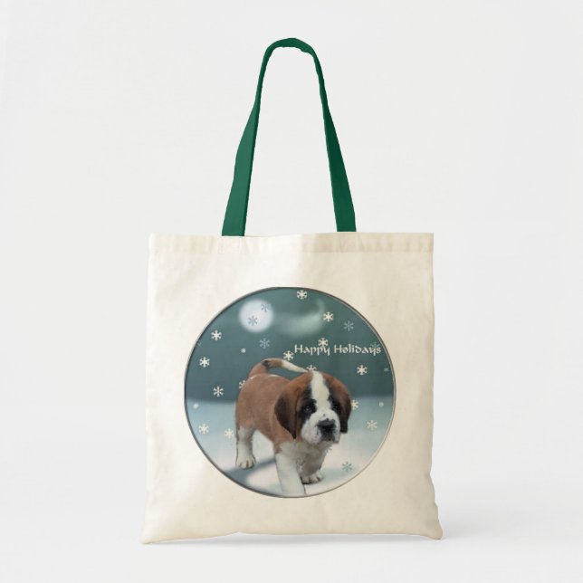 Bolsa Tote Santo Bernard Puppy presentes de Natal (Frente)