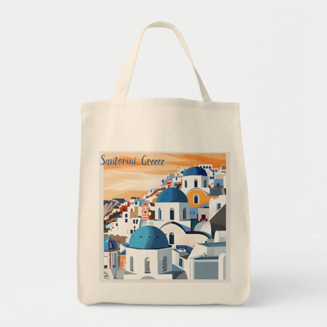 Bolsa Tote Santorini: Destinos Icônicos (Frente)