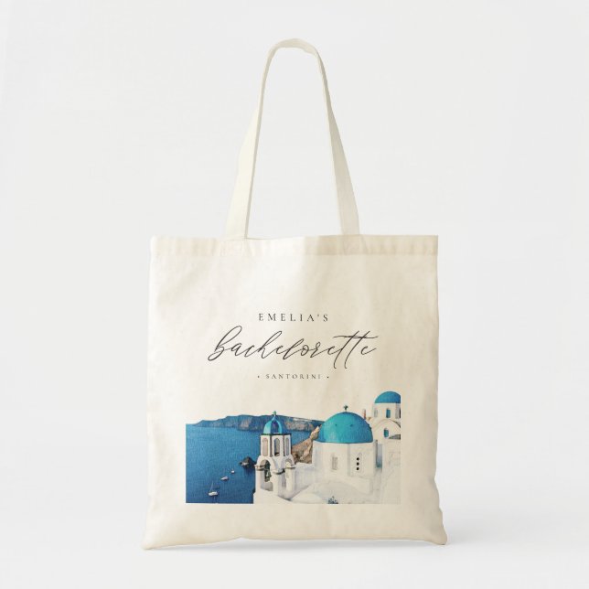 Bolsa Tote SANTORINI GRÉCIA Destino Bandeja de Noiva (Frente)