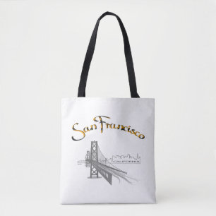 Bolsa Tote São Francisco, CA, Preto, Dourado, Legal