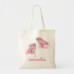 Bolsa Tote Sapatilhas de Ballet Infantil Personalizadas Rosa 
