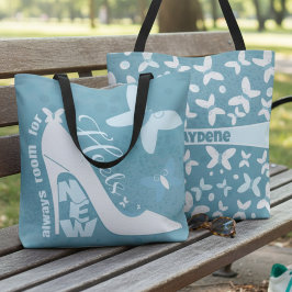 Bolsa Tote Sapato Azul Pizarra E Borboleta