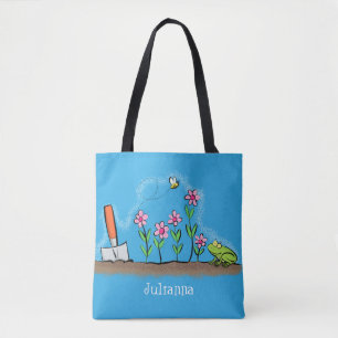 Bolsa Tote sapo bonito e abelha na ilustração de desenho an