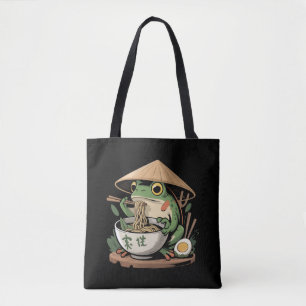 Bolsa Tote Sapo Comendo Ramen Kawaii Neko Macarrão Japonês
