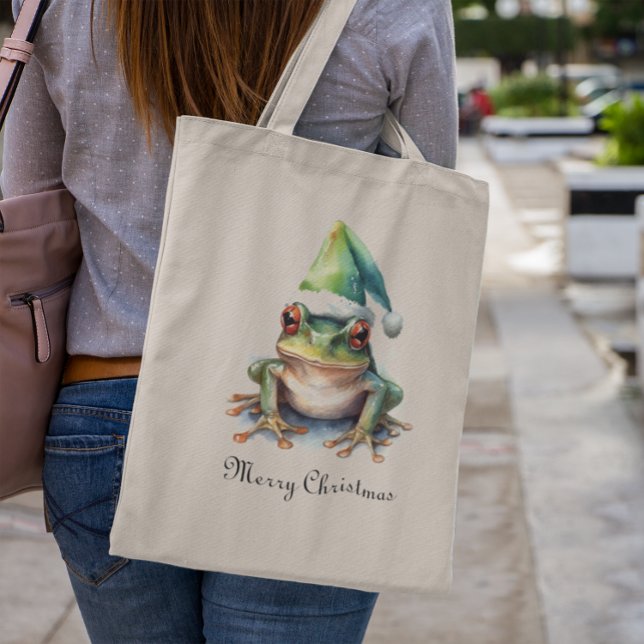 Bolsa Tote Sapo de Natal, personalizado (Criador carregado)